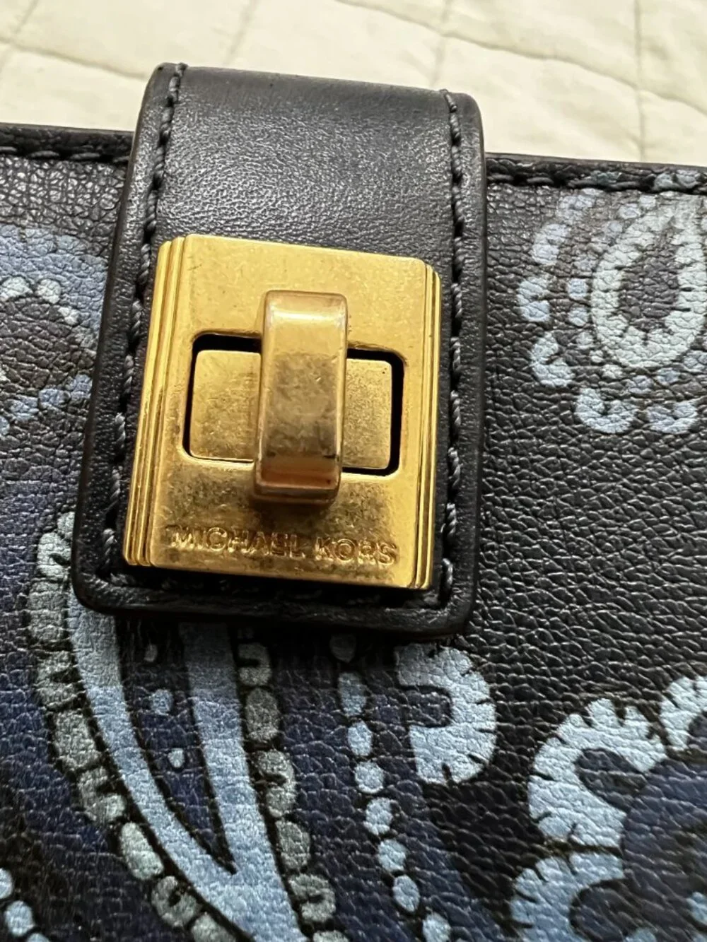 MICHAEL KORS Blue Paisley Small Leather Wallet